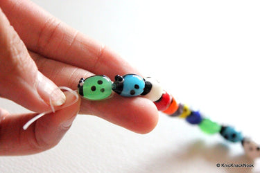 Ladybug Lampwork Glass Mixed Color Beads x 4